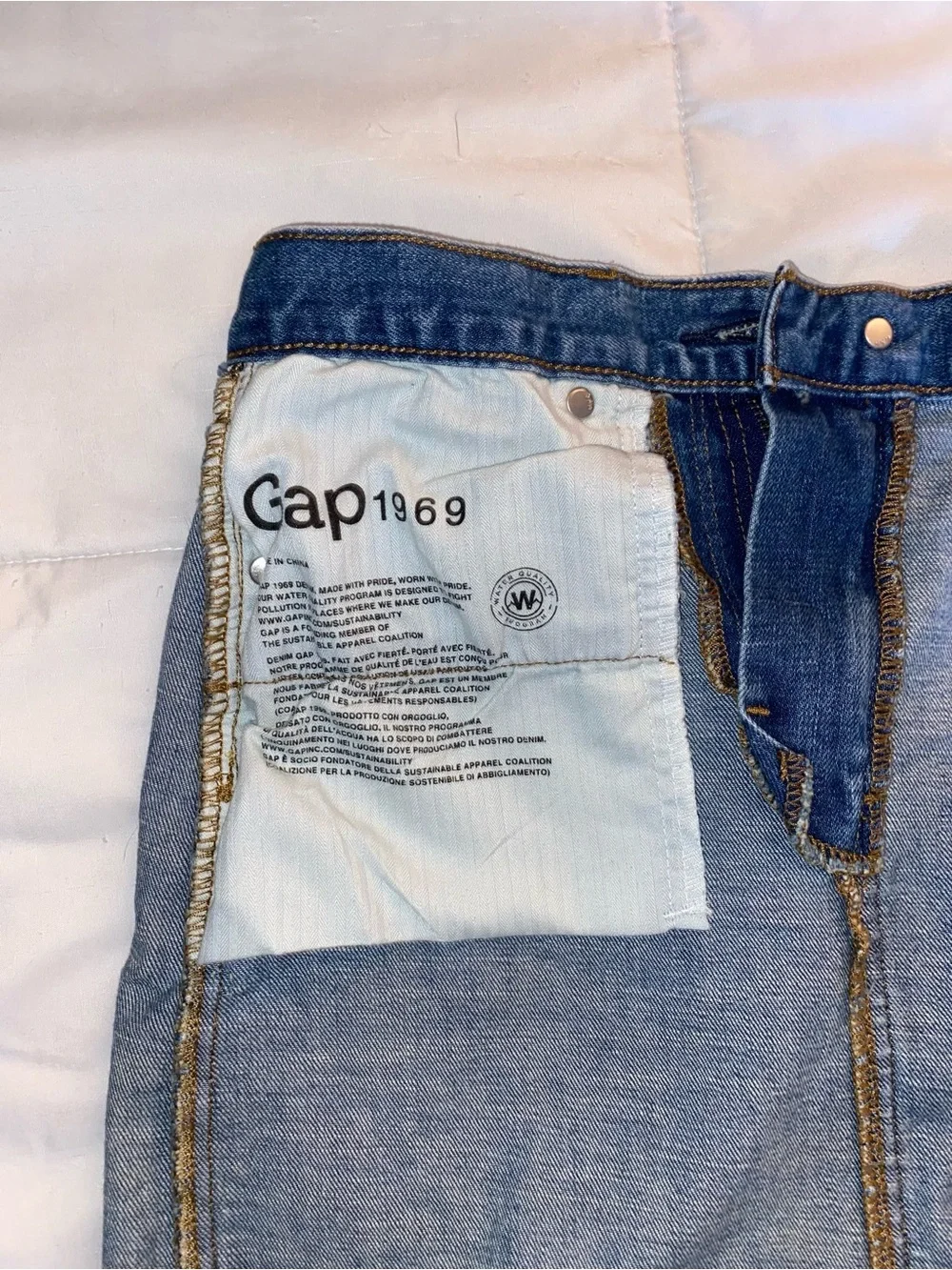 GAP Light Blue Denim Mini Skirt with Side Studs